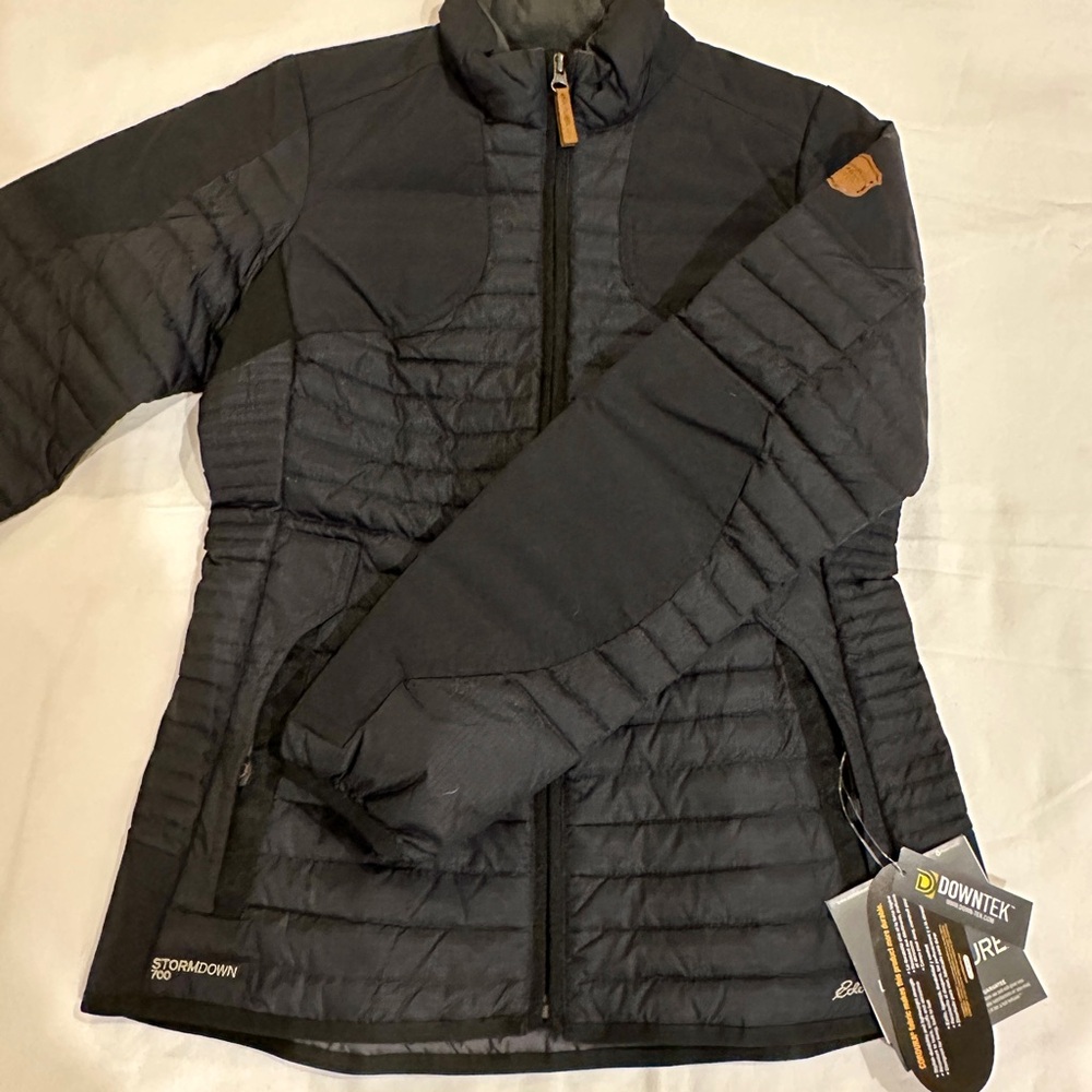 Eddie Bauer Microtherm Stormdown Black Quilted Goose Down Field Jacket NWT